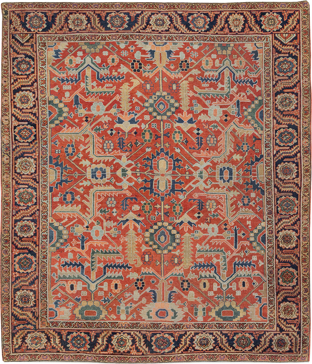 Antique Persian Heriz Room Size Carpet, No.32491 - Gsblank