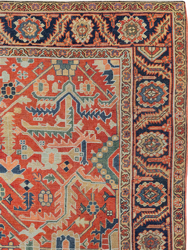 Antique Persian Heriz Room Size Carpet, No.32491 - Gsblank