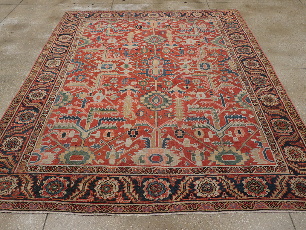 Antique Persian Heriz Room Size Carpet, No.32491 - Gsblank