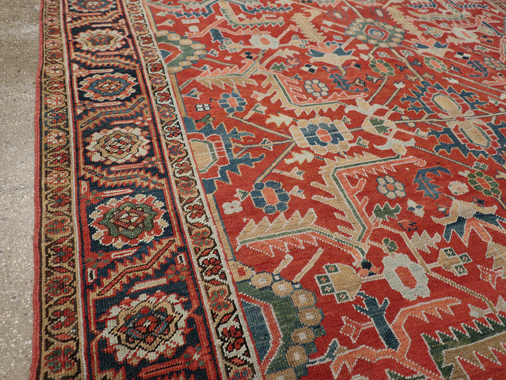 Antique Persian Heriz Room Size Carpet, No.32491 - Gsblank