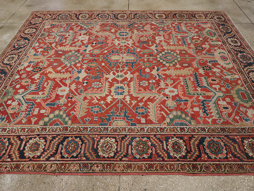Antique Persian Heriz Room Size Carpet, No.32491 - Gsblank