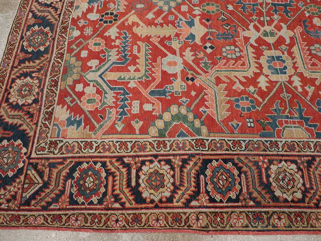 Antique Persian Heriz Room Size Carpet, No.32491 - Gsblank