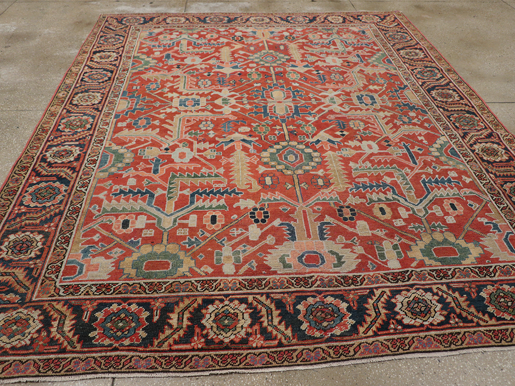 Antique Persian Heriz Room Size Carpet, No.32491 - Gsblank
