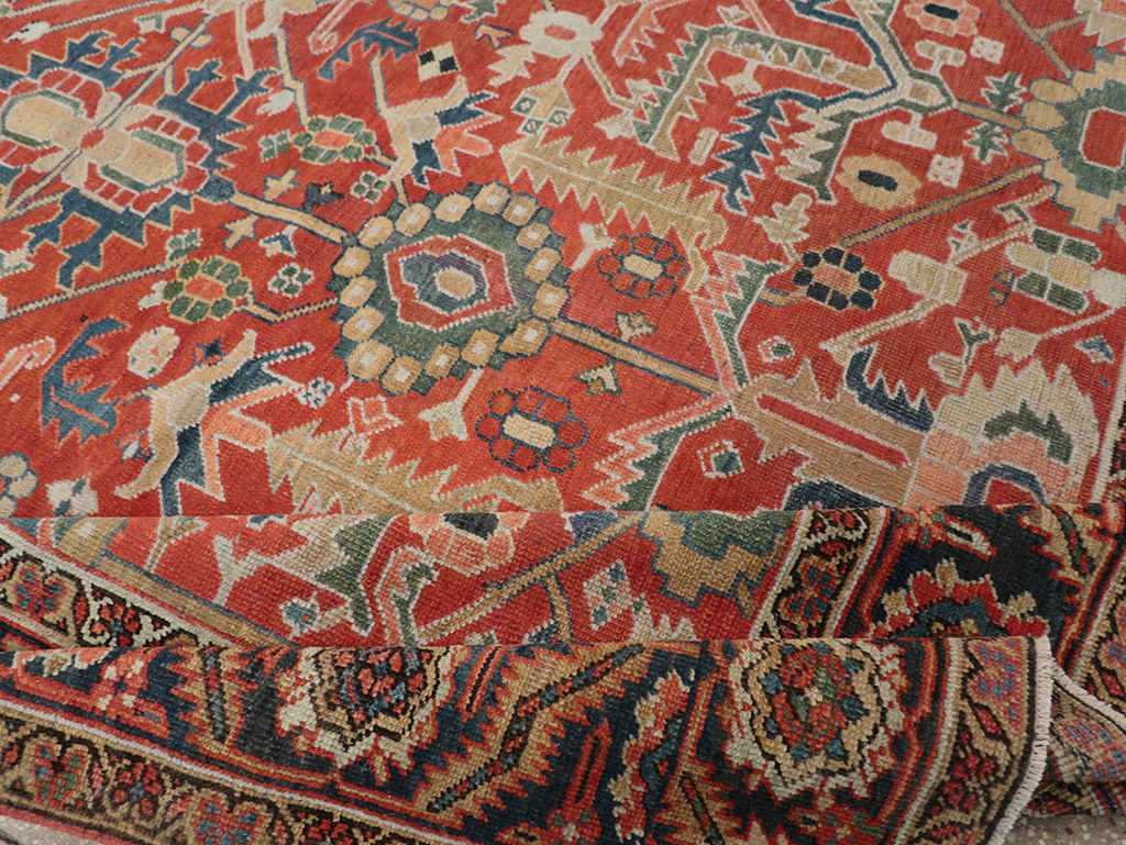 Antique Persian Heriz Room Size Carpet, No.32491 - Gsblank