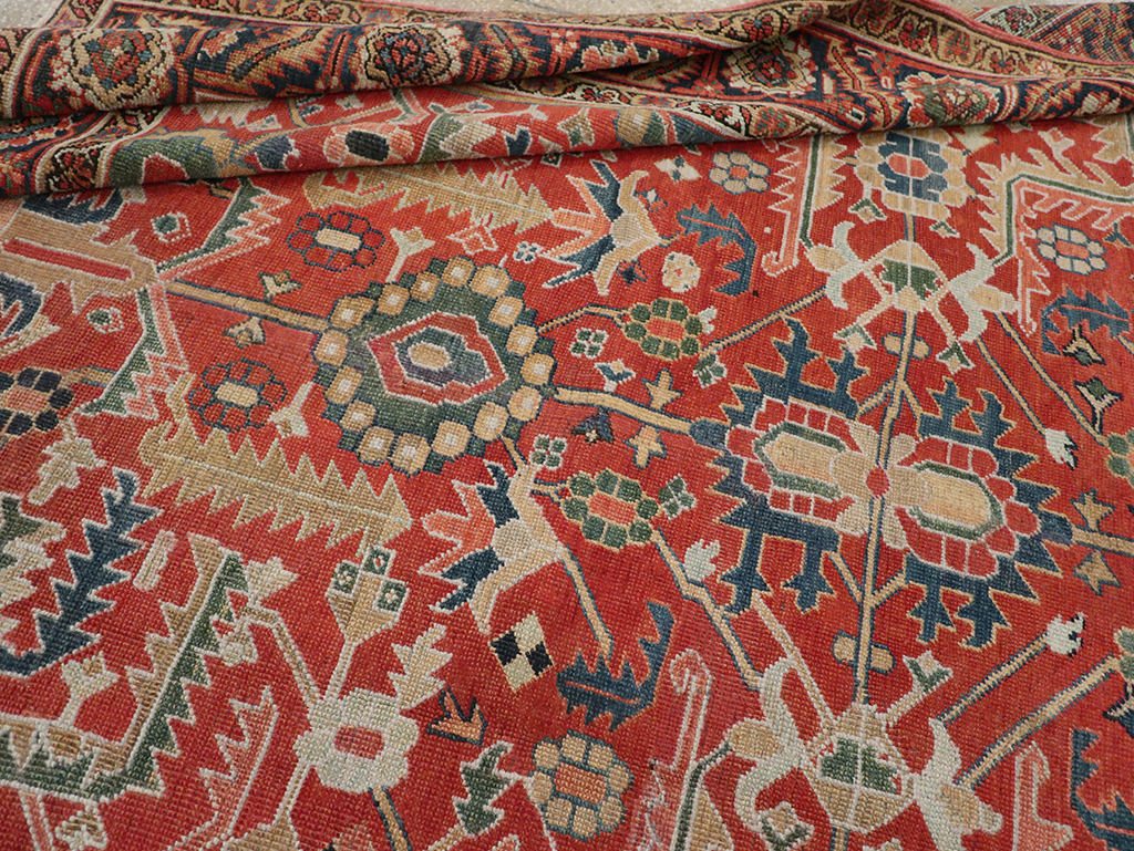 Antique Persian Heriz Room Size Carpet, No.32491 - Gsblank