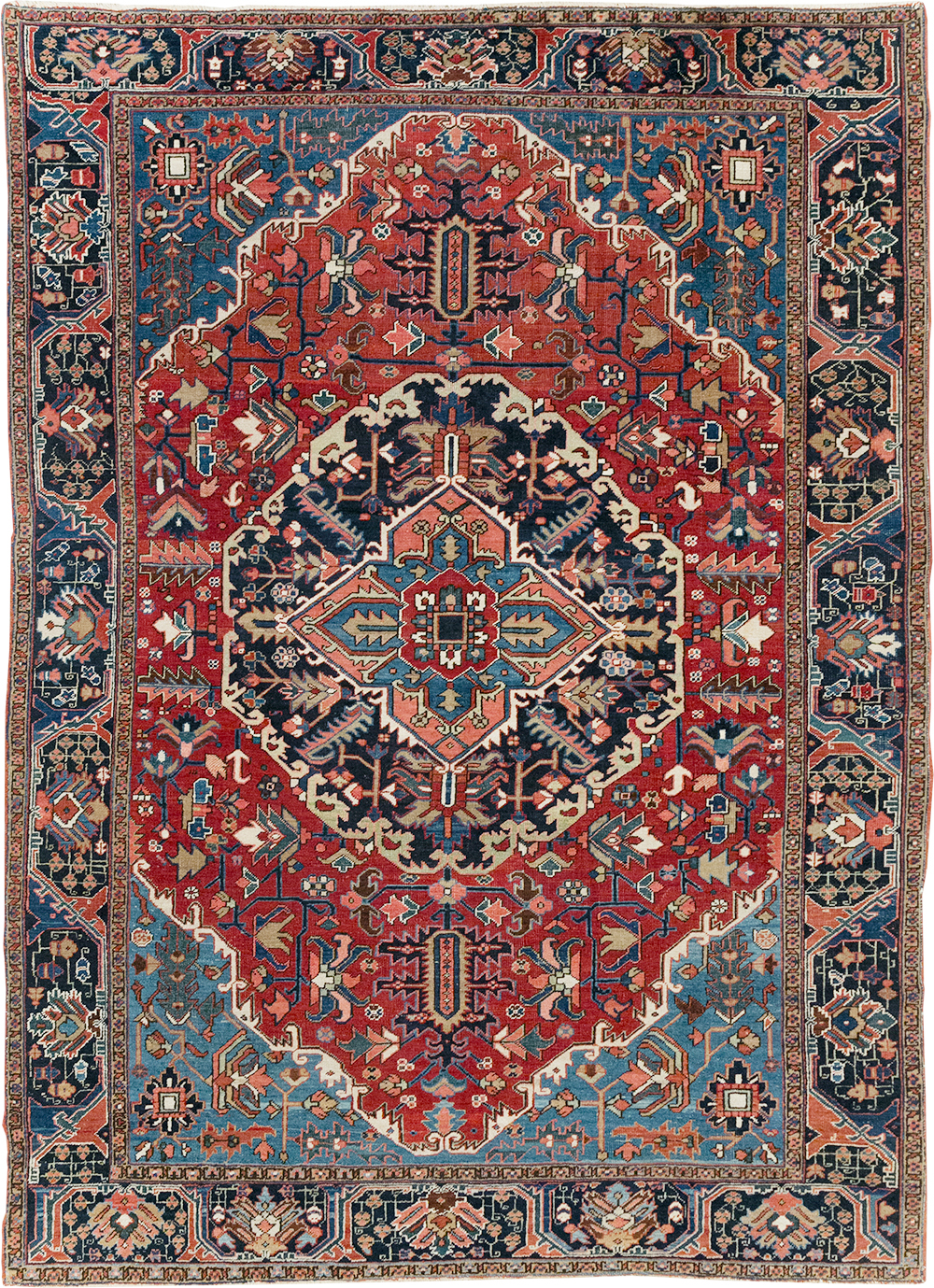 Antique Persian Heriz Small Room Size Carpet, No.32497 - Gsblank