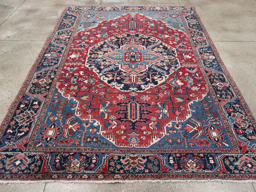 Antique Persian Heriz Small Room Size Carpet, No.32497 - Gsblank