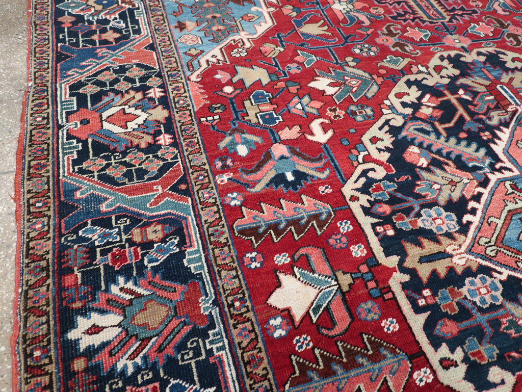 Antique Persian Heriz Small Room Size Carpet, No.32497 - Gsblank