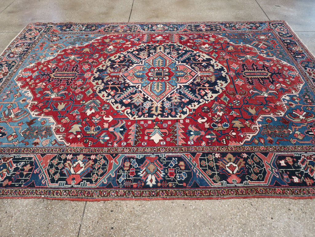 Antique Persian Heriz Small Room Size Carpet, No.32497 - Gsblank