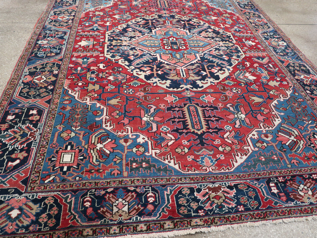 Antique Persian Heriz Small Room Size Carpet, No.32497 - Gsblank