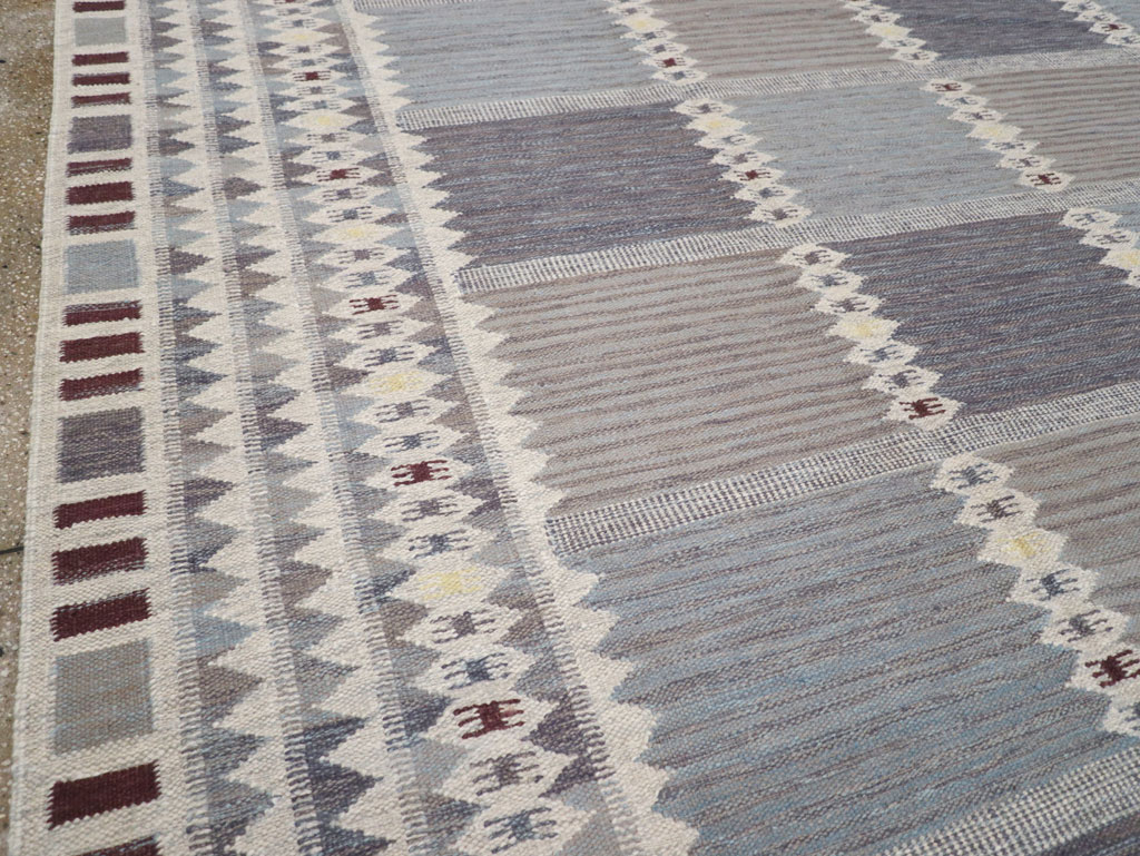 Swedish Inspired Contemporary Turkish Flatweave Room Size Carpet, No.32506 - Gsblank