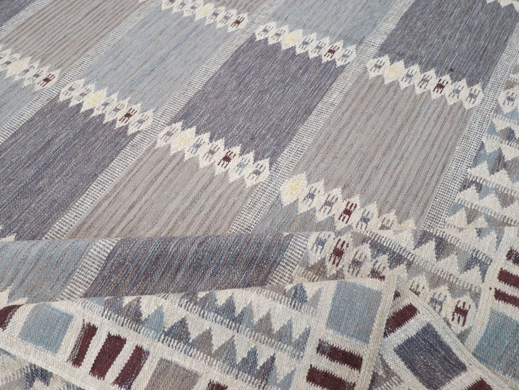 Swedish Inspired Contemporary Turkish Flatweave Room Size Carpet, No.32506 - Gsblank