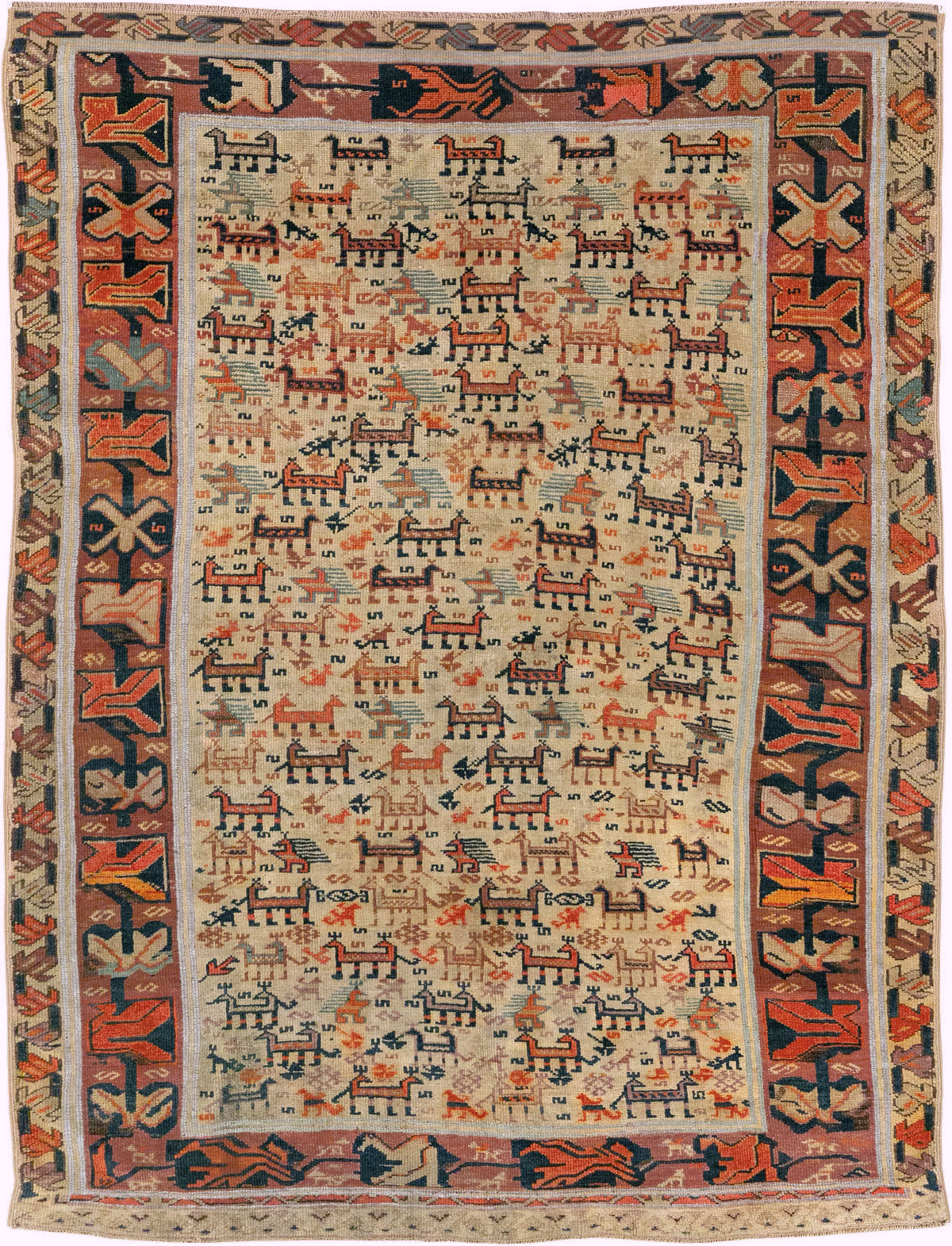 Antique Caucasian Shirvan Accent Rug, No.32512 - Gsblank