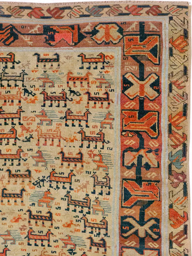 Antique Caucasian Shirvan Accent Rug, No.32512 - Gsblank