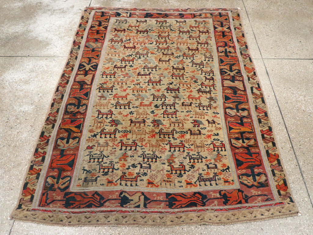 Antique Caucasian Shirvan Accent Rug, No.32512 - Gsblank