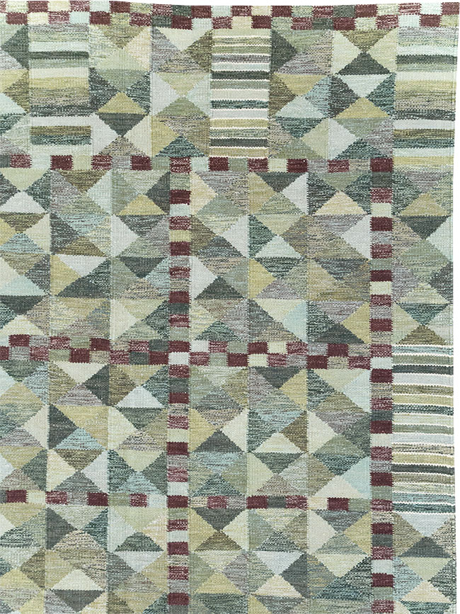 Swedish Inspired Contemporary Turkish Kilim Large Room Size Carpet, No.32521 - Gsblank