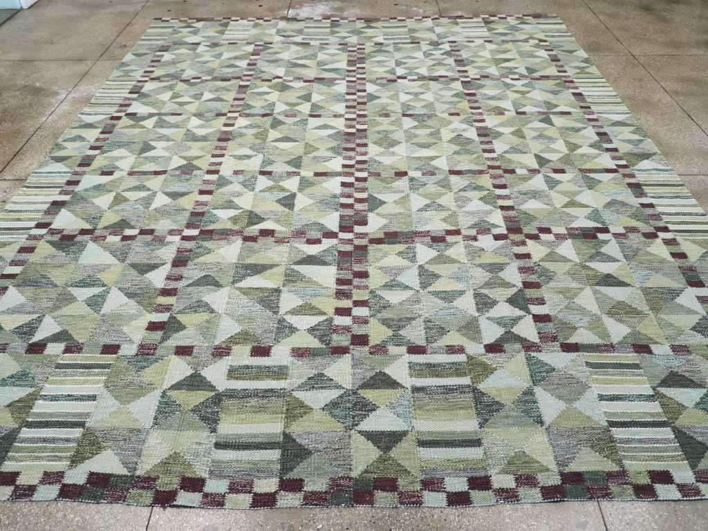 Swedish Inspired Contemporary Turkish Kilim Large Room Size Carpet, No.32521 - Gsblank