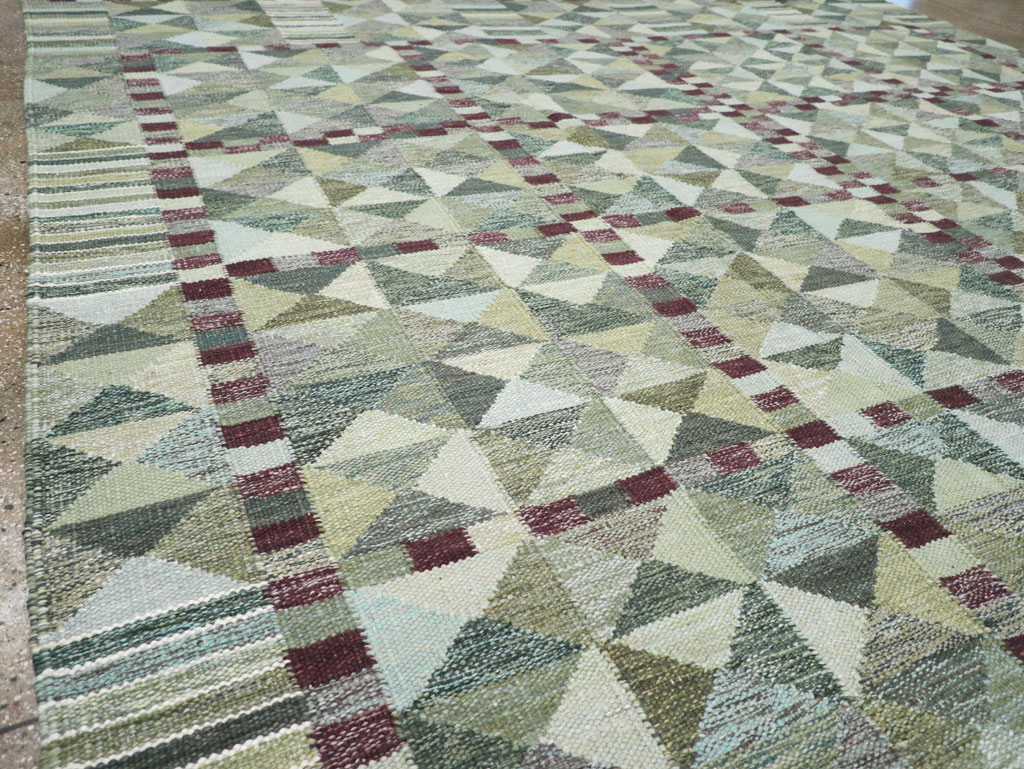 Swedish Inspired Contemporary Turkish Kilim Large Room Size Carpet, No.32521 - Gsblank