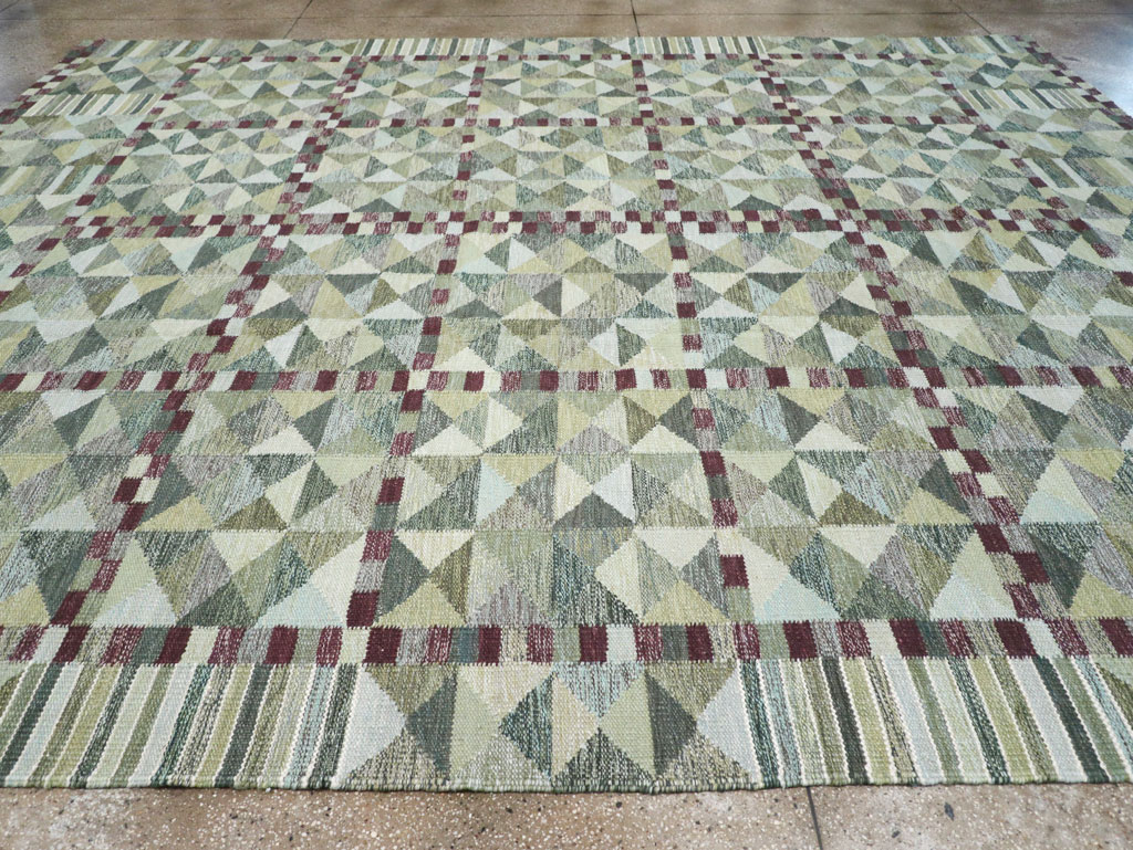 Swedish Inspired Contemporary Turkish Kilim Large Room Size Carpet, No.32521 - Gsblank