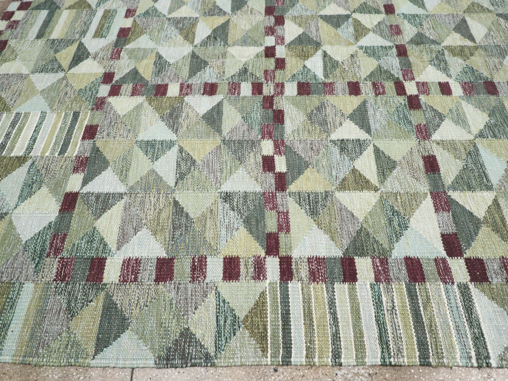 Swedish Inspired Contemporary Turkish Kilim Large Room Size Carpet, No.32521 - Gsblank