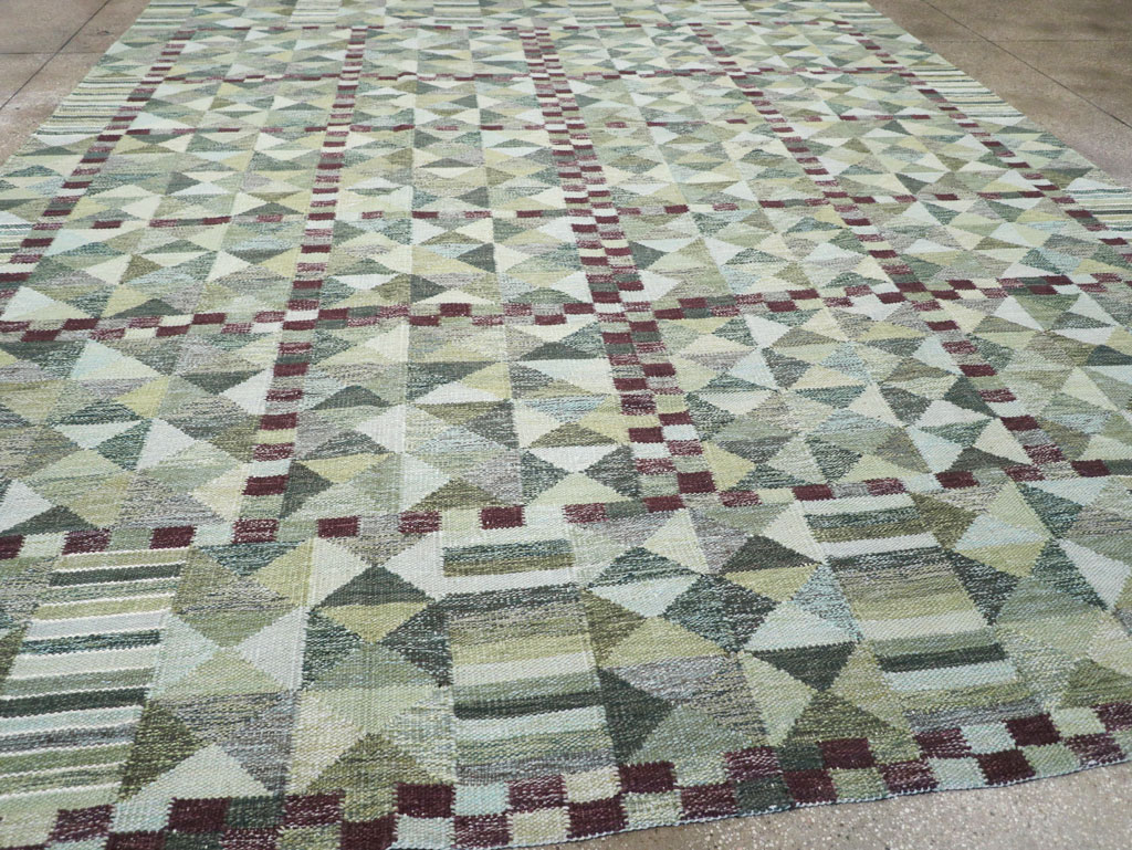 Swedish Inspired Contemporary Turkish Kilim Large Room Size Carpet, No.32521 - Gsblank