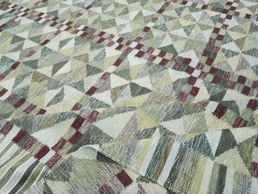 Swedish Inspired Contemporary Turkish Kilim Large Room Size Carpet, No.32521 - Gsblank