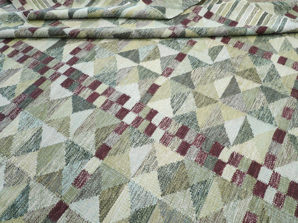 Swedish Inspired Contemporary Turkish Kilim Large Room Size Carpet, No.32521 - Gsblank