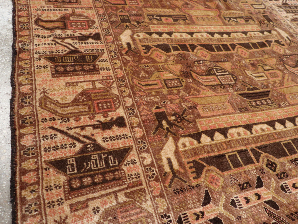 Vintage Afghan Pictorial War Rug, No.32529 - Gsblank
