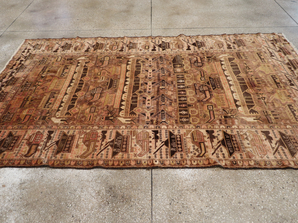 Vintage Afghan Pictorial War Rug, No.32529 - Gsblank