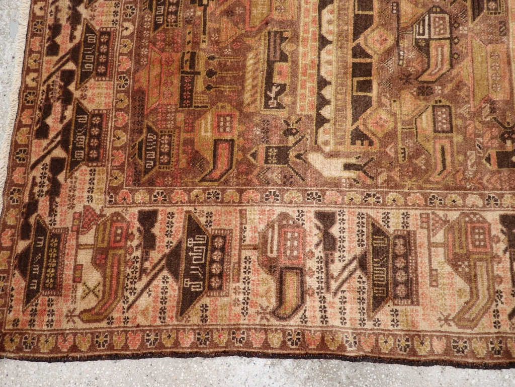 Vintage Afghan Pictorial War Rug, No.32529 - Gsblank