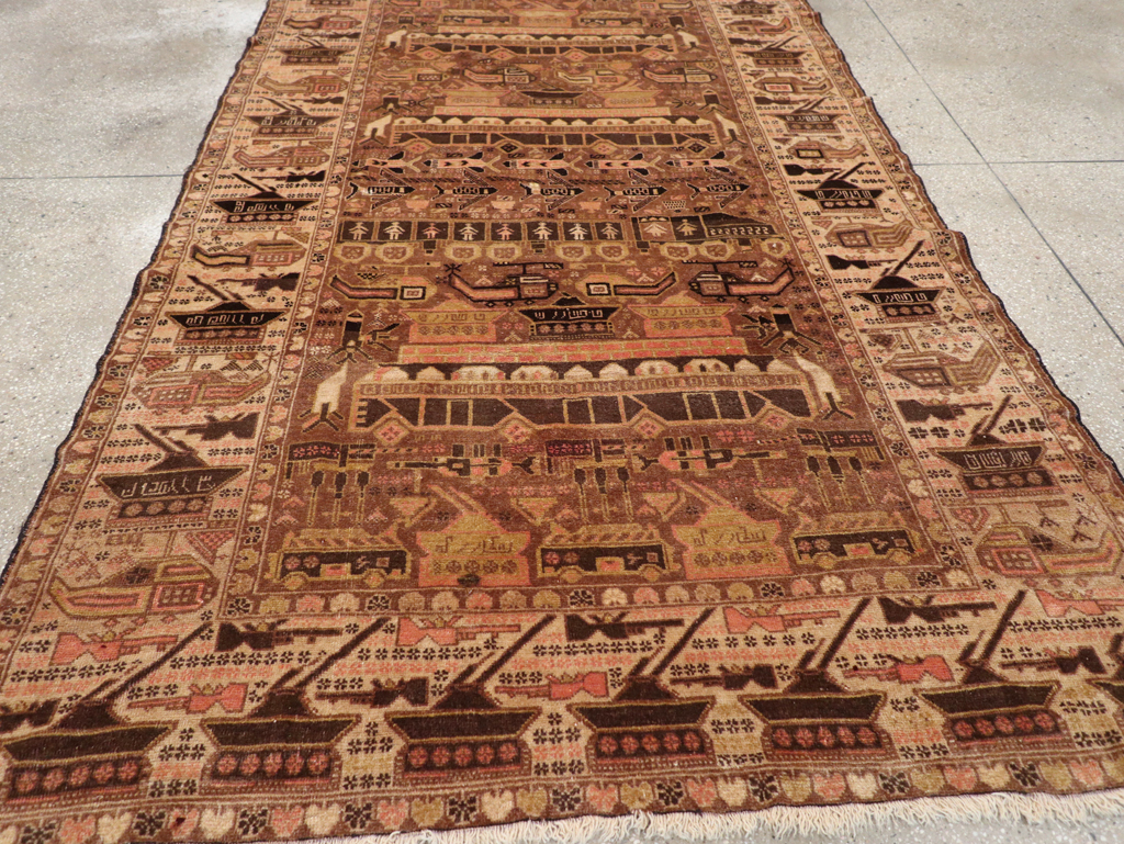 Vintage Afghan Pictorial War Rug, No.32529 - Gsblank
