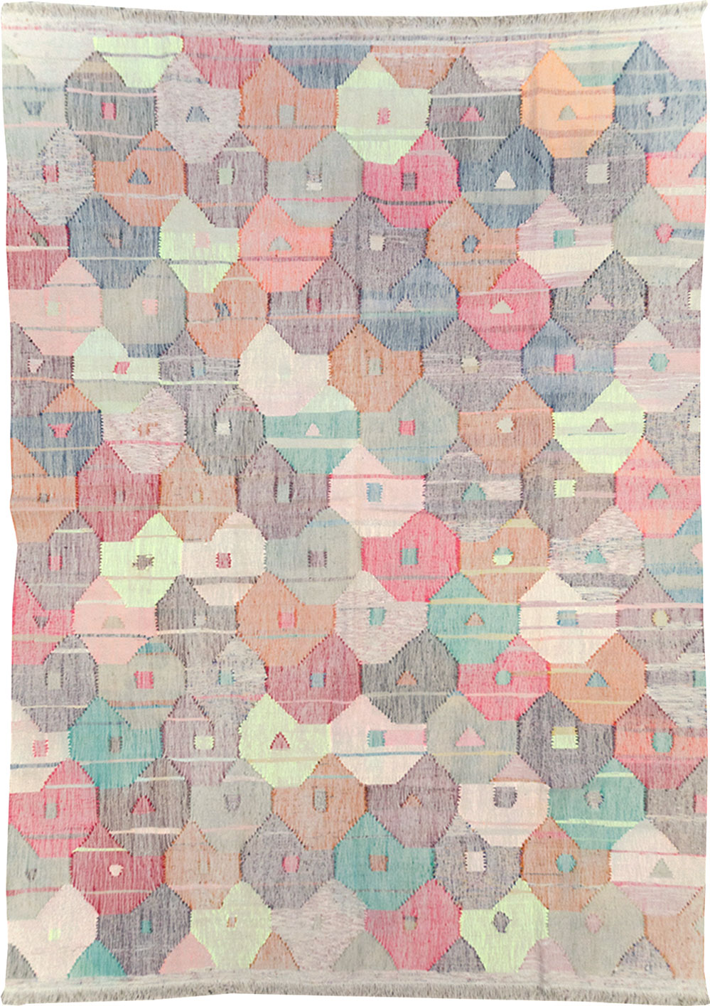 Contemporary Turkish Flatweave Room Size Carpet, No.32533 - Gsblank