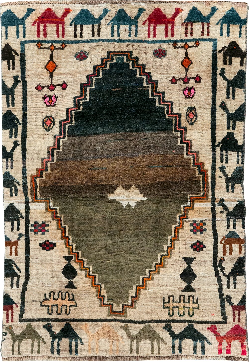 Vintage Persian Gabbeh Throw Rug, No.32540 - Gsblank