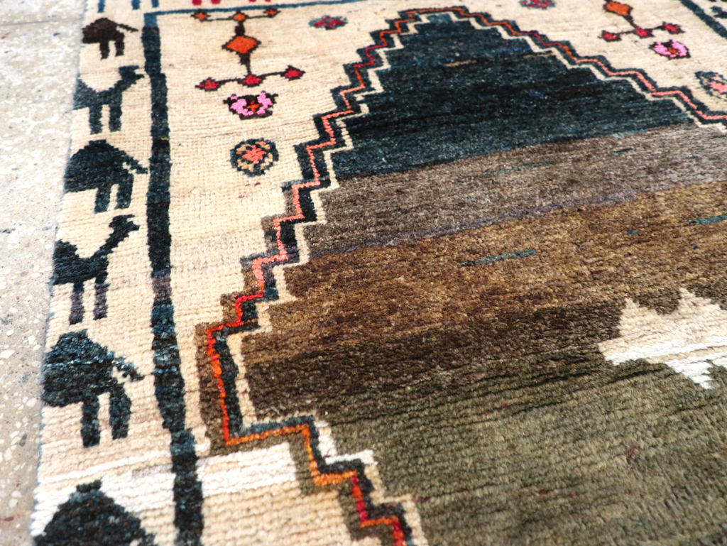 Vintage Persian Gabbeh Throw Rug, No.32540 - Gsblank