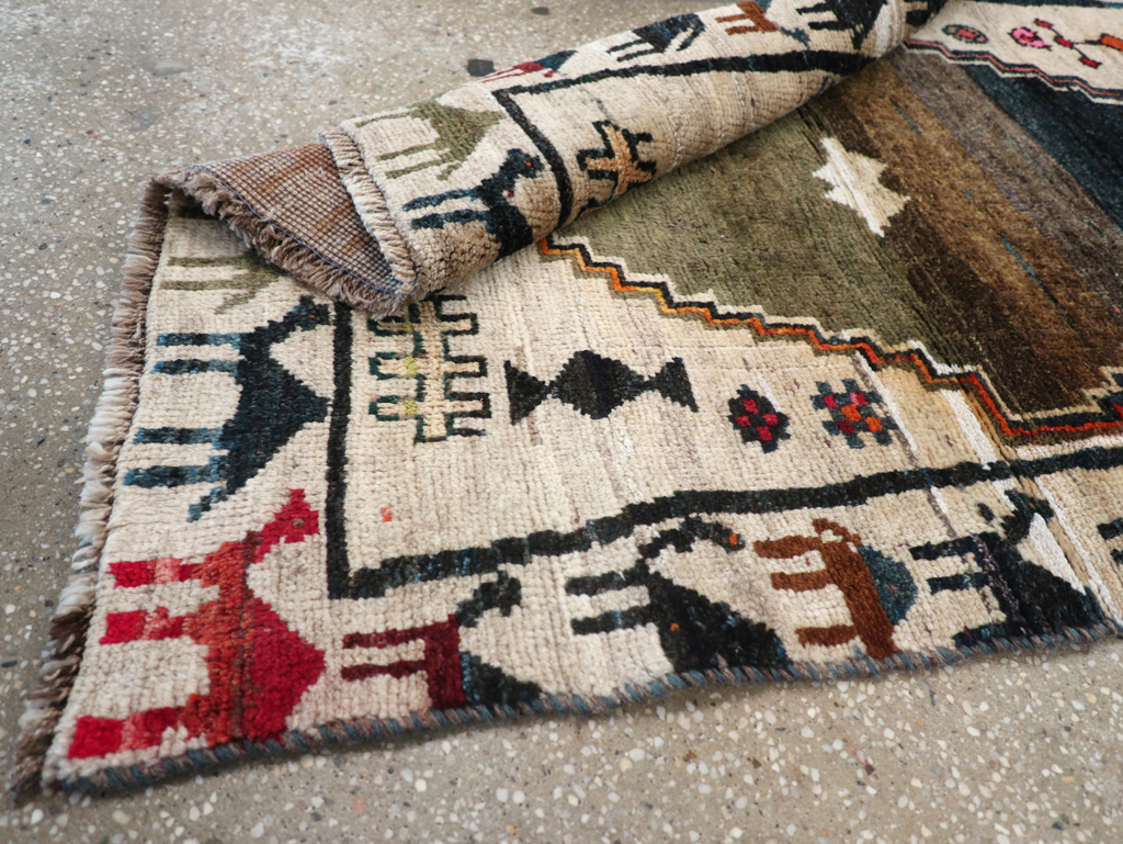 Vintage Persian Gabbeh Throw Rug, No.32540 - Gsblank