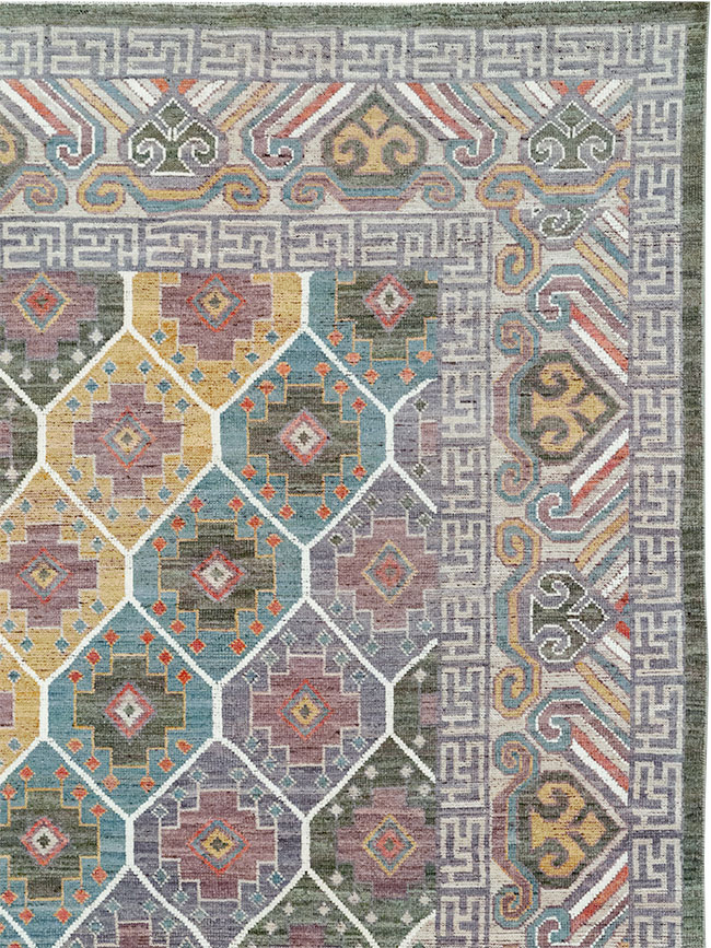 Modern East Turkestan Khotan Room Size Carpet, No.32562 - Gsblank