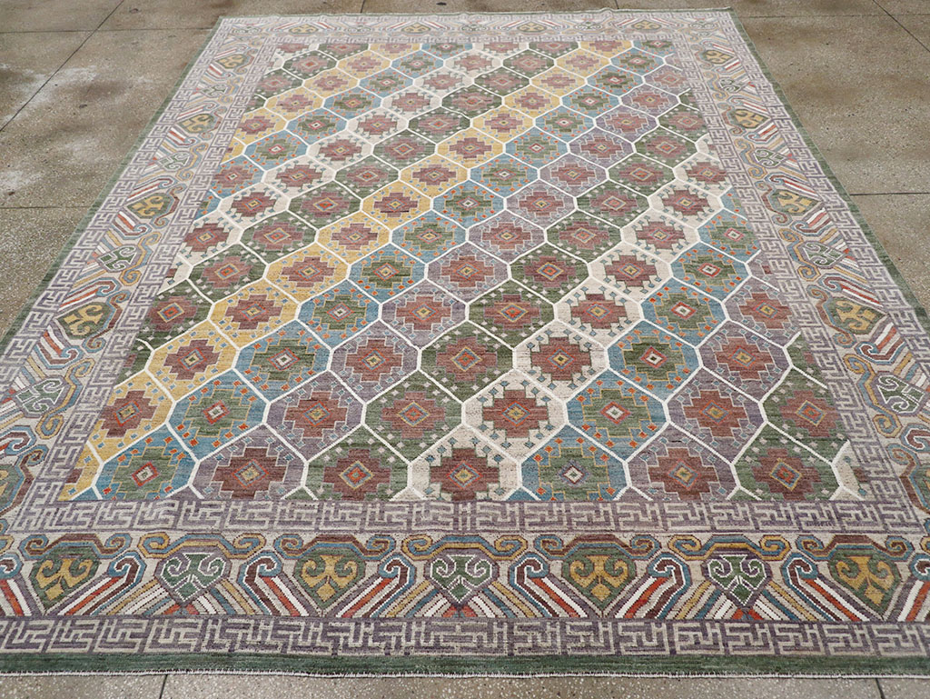 Modern East Turkestan Khotan Room Size Carpet, No.32562 - Gsblank
