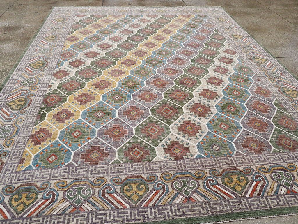 Modern East Turkestan Khotan Room Size Carpet, No.32562 - Gsblank