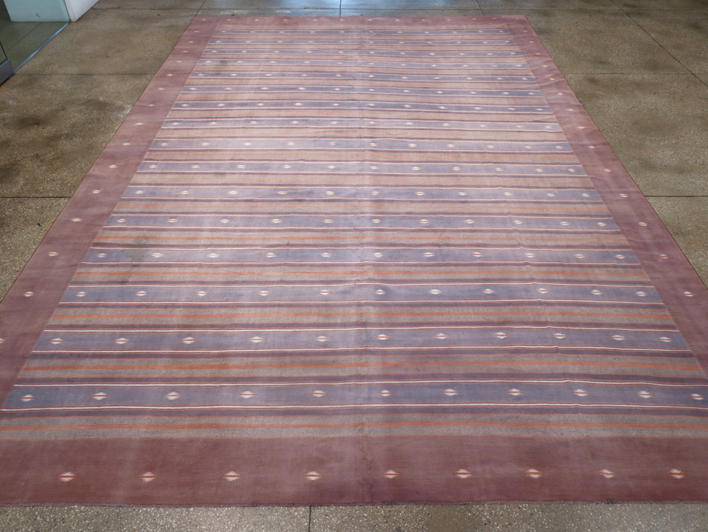 Vintage Indian Flatweave Dhurrie Large Room Size Carpet, No.32563 - Gsblank