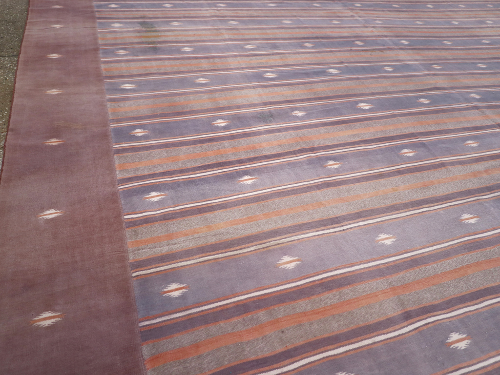 Vintage Indian Flatweave Dhurrie Large Room Size Carpet, No.32563 - Gsblank