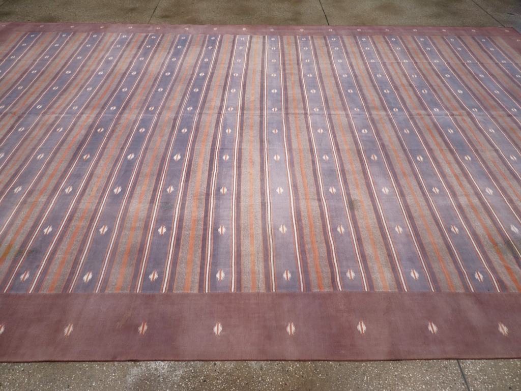 Vintage Indian Flatweave Dhurrie Large Room Size Carpet, No.32563 - Gsblank