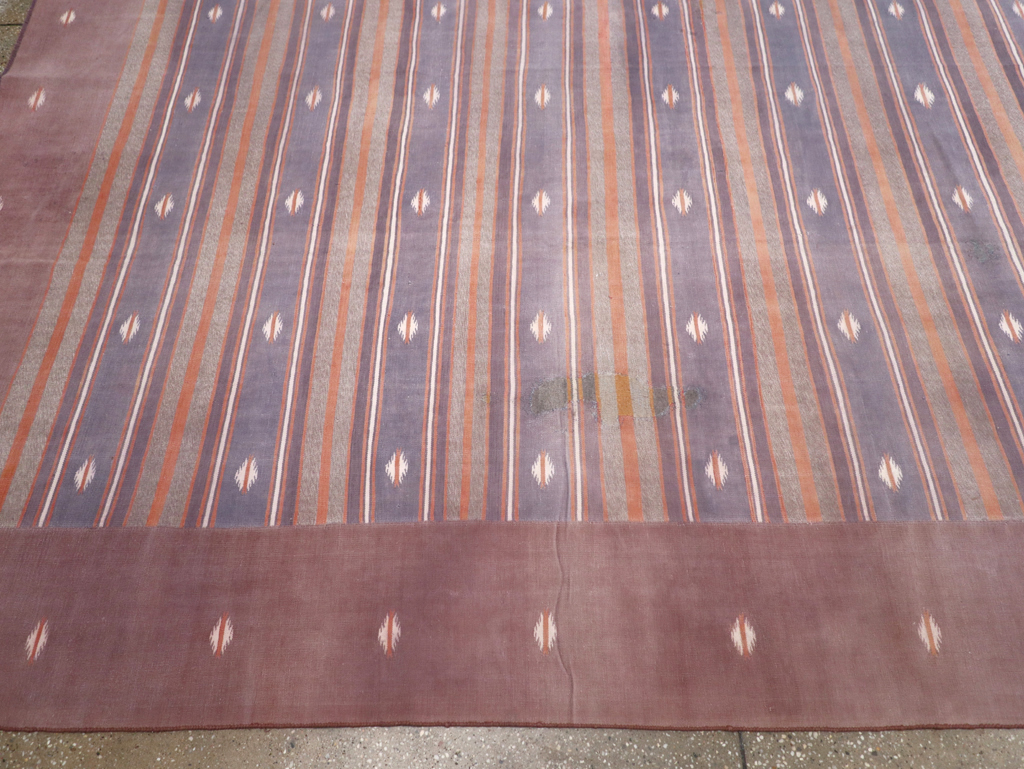 Vintage Indian Flatweave Dhurrie Large Room Size Carpet, No.32563 - Gsblank