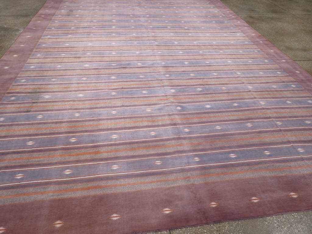 Vintage Indian Flatweave Dhurrie Large Room Size Carpet, No.32563 - Gsblank