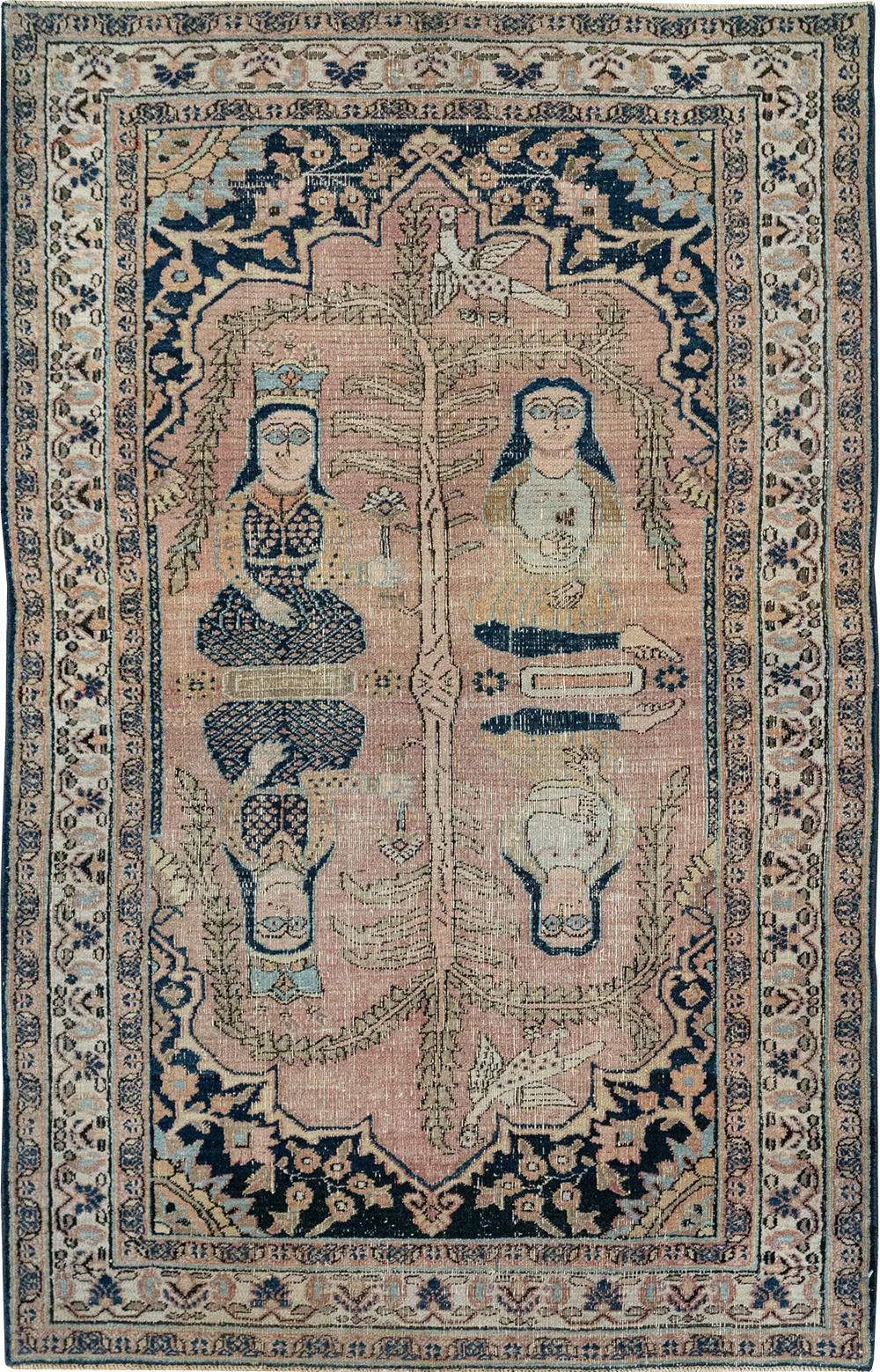 Antique Persian Dorokhsh Pictorial Throw Rug, No.32565 - Gsblank
