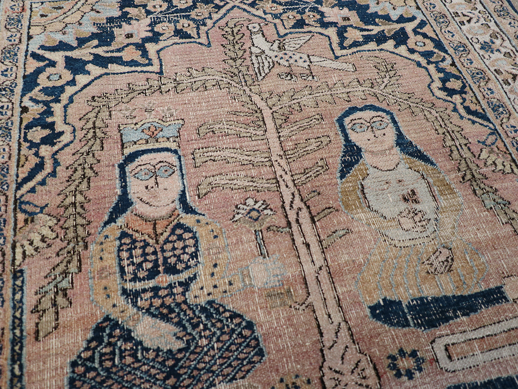 Antique Persian Dorokhsh Pictorial Throw Rug, No.32565 - Gsblank