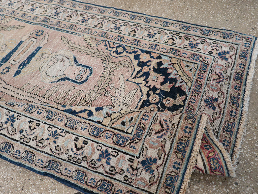 Antique Persian Dorokhsh Pictorial Throw Rug, No.32565 - Gsblank