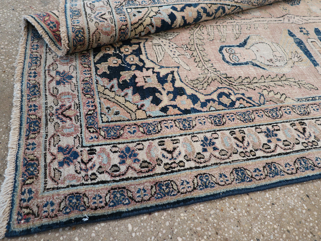 Antique Persian Dorokhsh Pictorial Throw Rug, No.32565 - Gsblank