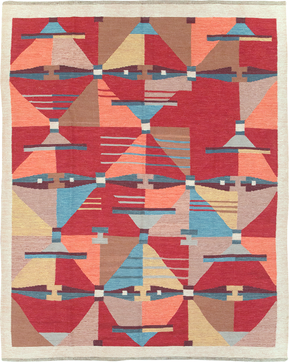 Contemporary Turkish Flatweave Small Room Size Carpet, No.32572 - Gsblank