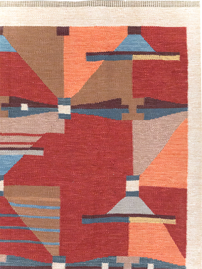 Contemporary Turkish Flatweave Small Room Size Carpet, No.32572 - Gsblank