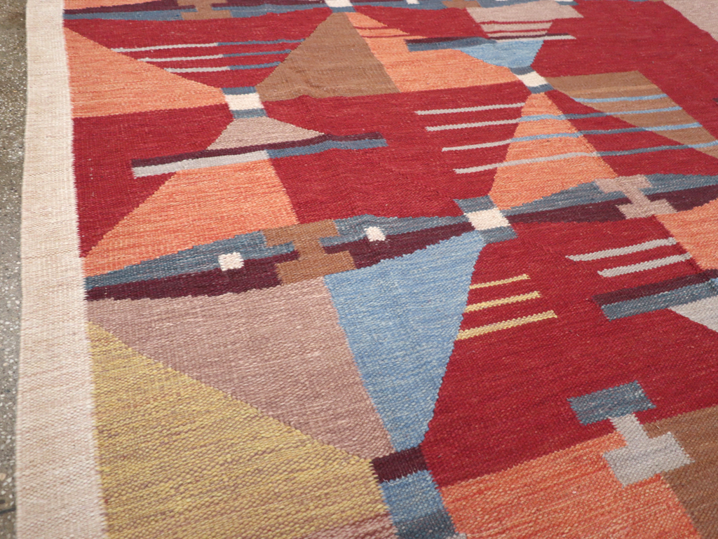 Contemporary Turkish Flatweave Small Room Size Carpet, No.32572 - Gsblank